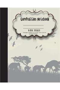 Composition Notebook Wide Ruled Paper, Woodland Safari Animal School Notebooks