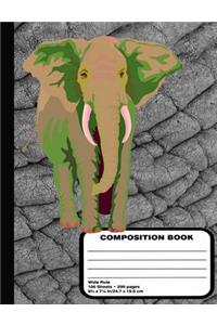 Wild Elephant Composition Notebook 200 Wide Ruled Pages