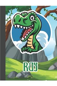 Ray: Wide Ruled Composition Notebook Dinosaur Boys Kids Personalized Journal for School Supplies - 110 pages 7.44x9.269