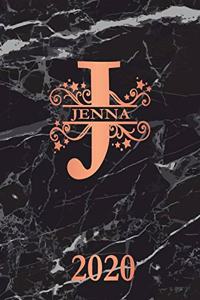 Jenna: 2020. Personalized Name Weekly Planner 2020. Monogram Letter J Notebook Planner. Black Marble & Rose Gold Cover. Datebook Calendar Schedule