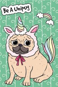 Journal Notebook For Dog Lovers Unicorn Pug - Green