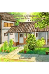 Watercolor Collection of Flowers and Asian Landscapes