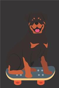 Rottweiler Dog Skateboarding Notebook Journal