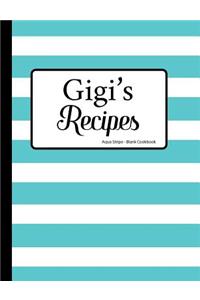 Gigi's Recipes Aqua Stripe Blank Cookbook