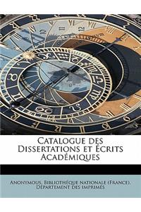 Catalogue Des Dissertations Et Crits Acad Miques