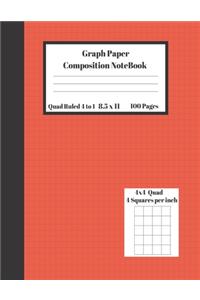 Graph Composition Notebook 4 Squares per inch 4x4 Quad Ruled 4 to 1 / 8.5 x 11 100 Sheets