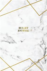 Bullet Journal: Marble + Gold Bullet Journal - 120-Page 1/4 Inch Dot Grid Notebook - 6 X 9 Marble & Gold Perfect Bound Softcover