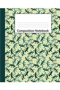 Composition Notebook: Green Lizards Pattern Wide Ruled Blank Lined Composition Book Journal (7.5 x 9.25in) Notebooks for Back to School Notes Writing Diary to Write in Gi