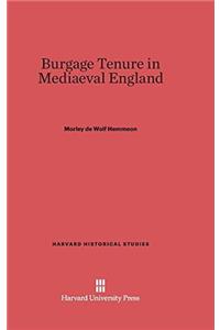 Burgage Tenure in Mediaeval England