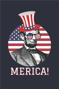 'Merica' Lincoln American Flag Journal - Funny 4th of July Notebook