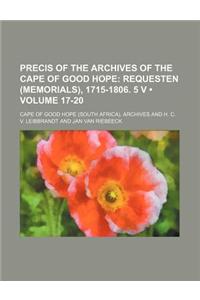 Precis of the Archives of the Cape of Good Hope (Volume 17-20); Requesten (Memorials), 1715-1806. 5 V
