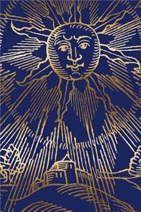 Journal Artistic Sun Face Blue Gold