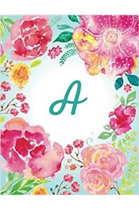 A Initial Journal, Monogram Notebook, Pink Teal Watercolor (Personal Journal)