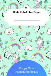 Cute Unicorn Theme Wide Ruled Line Paper