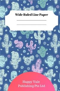 Cute Cactus Theme Wide Ruled Line Paper