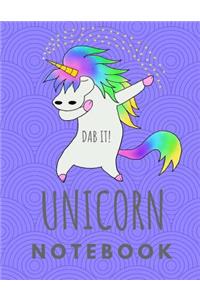 Unicorn Notebook: Unicorn Dabbing Dance Composition Notebook -Large Book College Ruled Line Paper 8.5"X11" For for School / Work / Journaling