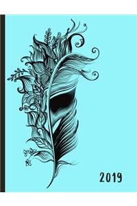 Boho Feather Quill - Sky Blue: 2019 Schedule Planner and Organizer / Weekly Calendar