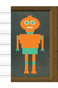 Handwriting: Practice Paper Notebook - With Descender Lines - For Cursive Script & Print Manuscript Alphabet - 8.5 X 11 - 100 Pages - Orange Robot Cover: Practice Paper Notebook - With Descender Lines - For Cursive Script & Print Manuscript Alphabet - 8.5 X 11 - 100 Pages - Orange Robot Cover