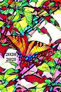 Pretty Orange Black and Blue Monarch Butterfly Lovers 25 Month Weekly Planer Dated Calendar for Woman