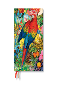 Paperblanks 2024 Tropical Garden Nature Montages 18-Month MIDI Horiztonal Elastic Band Closure 208 Pg 80 GSM