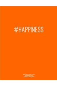 Notebook for Cornell Notes, 120 Numbered Pages, #HAPPINESS, Orange Cover