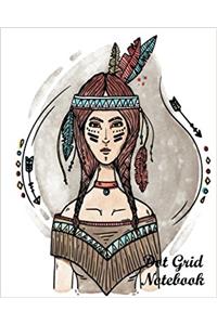 Red Indian Lady Dot Grid Notebook: Dot Grid Pages