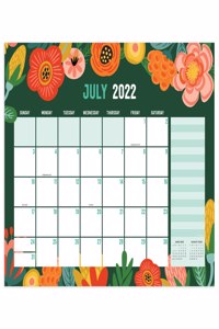 Cal 2023- Academic Year July 2022 - June 2023 Modern Flowers Large Desk Pad Monthly Blotter