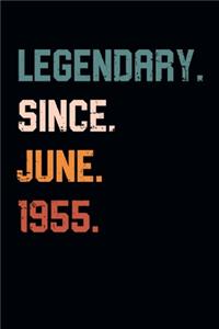 Blank Lined Journal, Notebook, Diary, Planner - Legendary Since June 1955 - 64th Birthday Gift For 64 Years Old Men and Women born in June