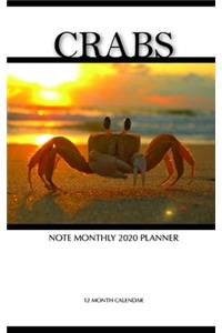 Crabs Note Monthly 2020 Planner 12 Month Calendar