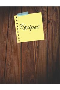 Personalized Blank Recipes Book to Write in Favorite Recipes, 115 Pages, (8.5