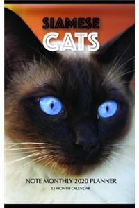 Siamese Cats Note Monthly 2020 Planner 12 Month Calendar