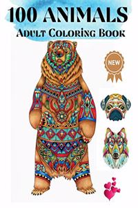 100 Animals Adult Coloring Book