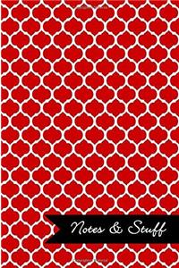 Notes & Stuff Lined Notebook With Red Moroccan Trellis Pattern Cover