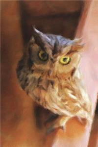 Perched Little Brown Owl - Lined Notebook with Margins