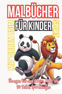 Malbücher für Kinder mit Tieren beim Sport