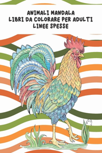 Libri da colorare per adulti - Linee spesse - Animali Mandala