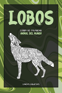 Libro de colorear - Líneas gruesas - Animal del mundo - Lobos