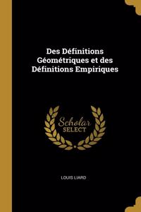 Des Définitions Géométriques et des Définitions Empiriques