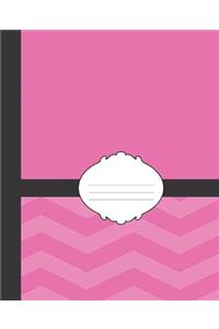 Cute Girly Pink & Black Chevron School Composition Lined Notebook