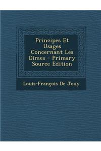 Principes Et Usages Concernant Les Dimes