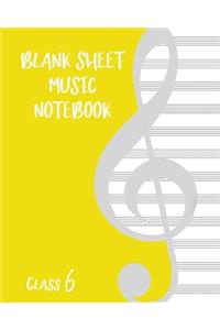 Blank Sheet Music Composition Manuscript Staff Paper Art Music CLASS 6 Notebook Birthday Gift