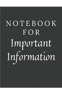 Notebook For Important Information