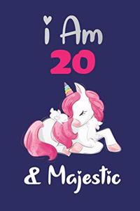 I am 20 and Majestic: Cute Lined Journal for Kids, Students, Girls and Teens, 100 Pages 6 x 9 inch Journal for Writing and Taking Notes