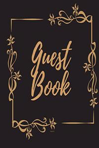 Guest Book - Gold Frame #2 For any occasion Light Green Color Pages 8.5 x 8.5 Inches 82 pages