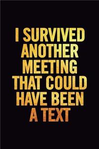 I Survived Another Meeting That Could Have Been a Text: 6x9 Ruled 100 pages Funny Notebook Sarcastic Humor Journal, perfect Gag Gift for coworker, for adults, the office desk, gift for employees