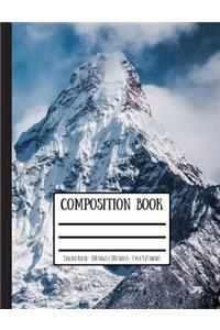 Snowy Mountains Composition Book: College Ruled - 100 Pages / 200 Sheets - 7.44 X 9.69 Inches