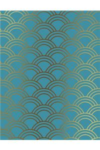 Modern Asian Art Gold Blue Turquoise Pattern Undated Planner