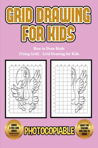 How to Draw Birds (Using Grid) - Grid Drawing for Kids