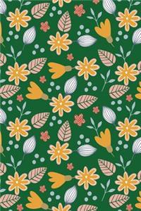 Journal Notebook Leafy Pattern On Green