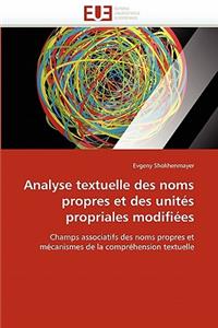 Analyse Textuelle Des Noms Propres Et Des Unités Propriales Modifiées